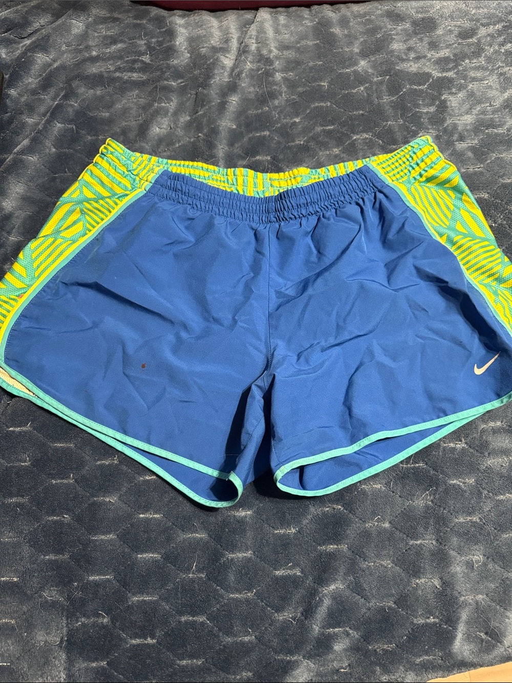 Nike Women’s Blue Running Shorts with Lime Trim